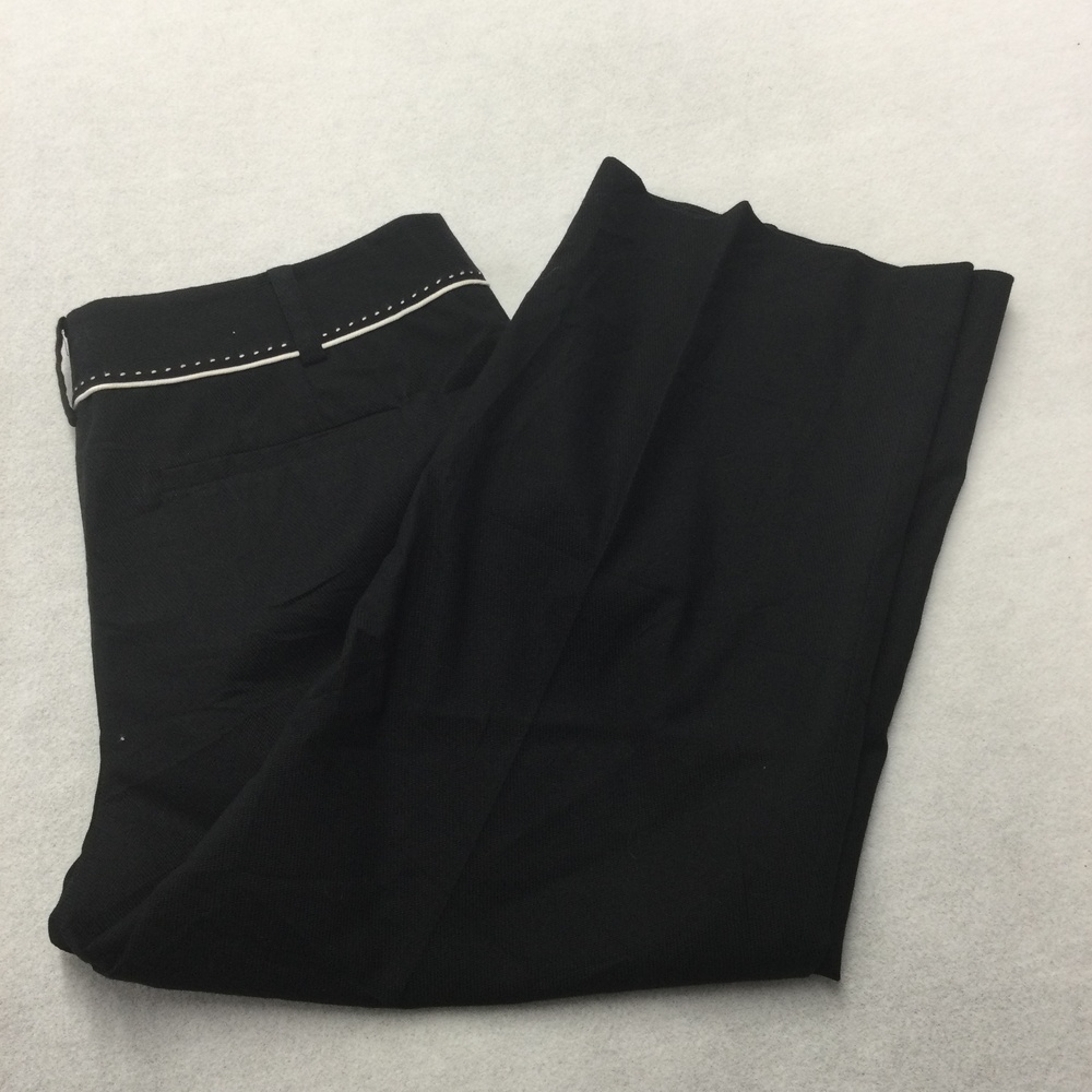 Ann Taylor Dress Pants Womens 12 Black Signature Fit Crop Straight Twill Office